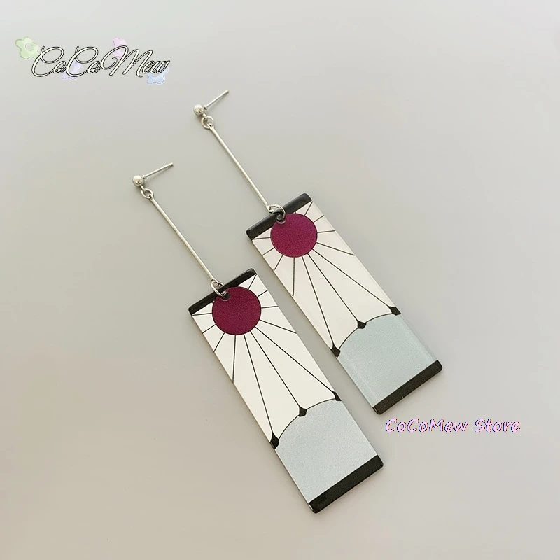 อะนิเมะคอสเพลย์ต่างหูอะนิเมะสังหารปีศาจ tanjiro ต่างหูยาวต่างหูสำหรับผู้หญิงหญิงสาวเครื่องประดับคอสเพลย์อุปกรณ์เสริมของขวัญ