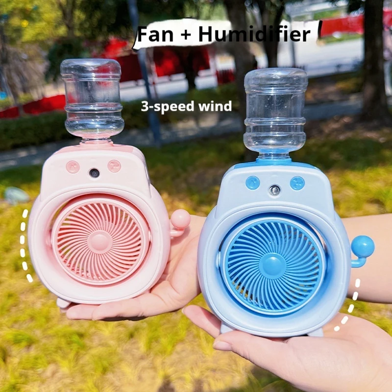Misting Fan Cute Portable Mini Usb Rechargeable 3 Speed Adjustable Desktop Humidifier For Office Home Outdoor Summer Daily Gift