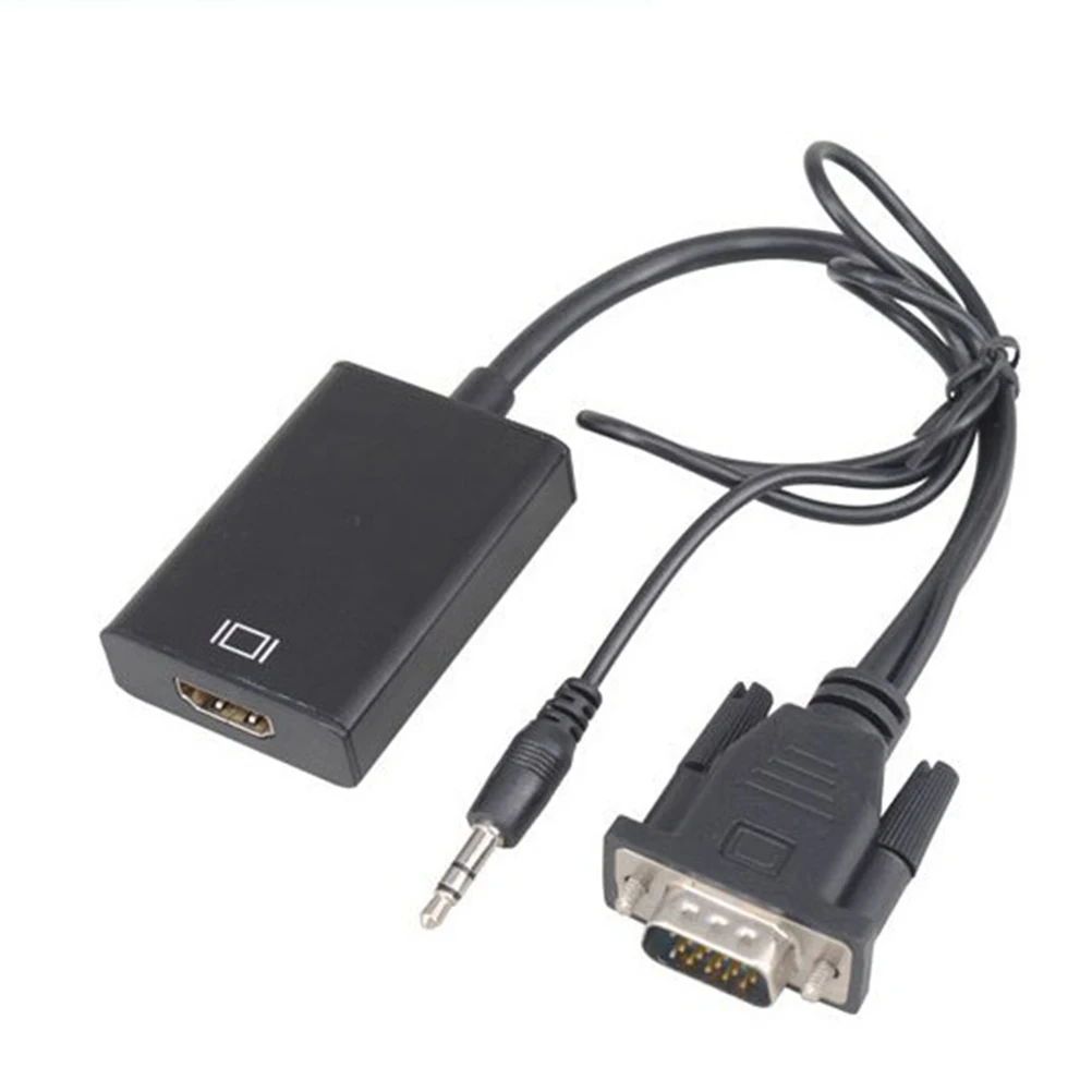 

VGA To Cable Adapter Converter with Audio Cable 1080P Oxygen Free Copper for PC Laptop Projector HDTV (Black)