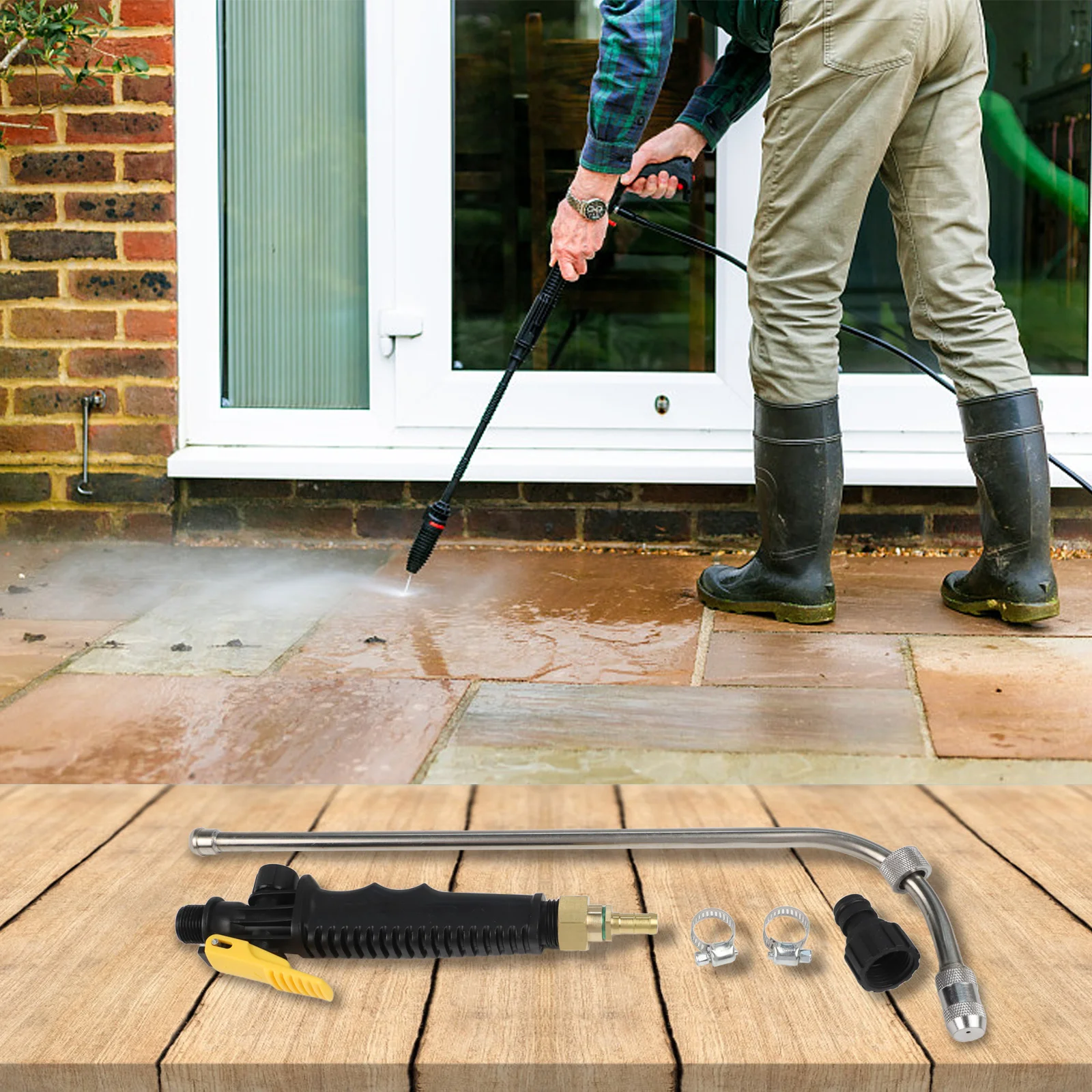 

Gardening Sprayer Wand with Stainless Steel Construction and Locking Handle for Enhanced Control and Reduced Fatigue