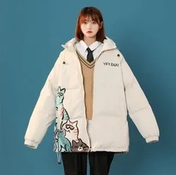 Parkas de zíper grosso para mulheres, casaco de cintura larga, jaquetas completas, meninas coreanas doces, manter aquecido, todos os fósforos, nova moda, inverno