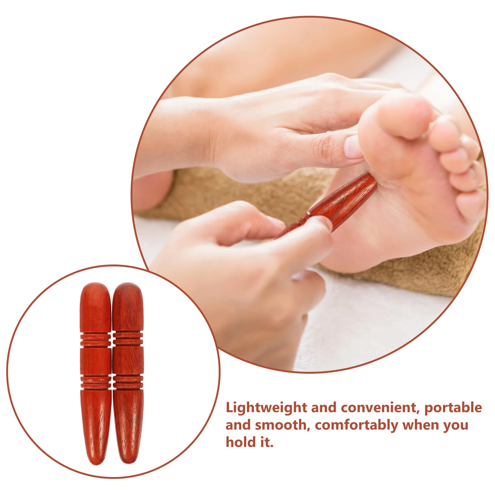 

2 Pcs Massage Pen Wood Massager Roller Reflexology Tools Feet Hand Stick Back Muscle Reflexology Tools Thai Massagers