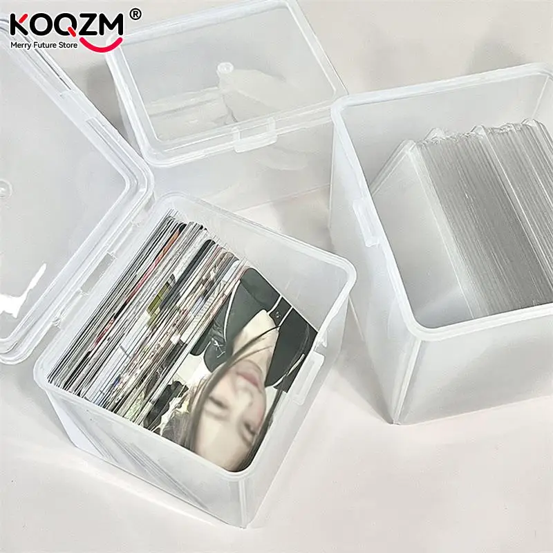 Photocards Storage Box Transparent Stickers Korea Idol Card Holder Desk Storage Organizer Classification Box School Stationery