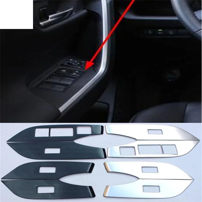 

4pcs/Lot Car Sticker Stainless Steel Central Control Adjustment Panel Decoration Cover For 2019-2024 Toyota RAV4 RAV 4 MK5