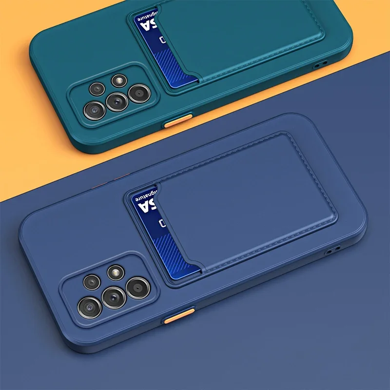 Soft Silicone Slot Wallet Back Case For Samsung Galaxy S24 S23 S22 S21 S20 Plus FE Note 20 Ultra A51 A71 A54 Card Holder Cover