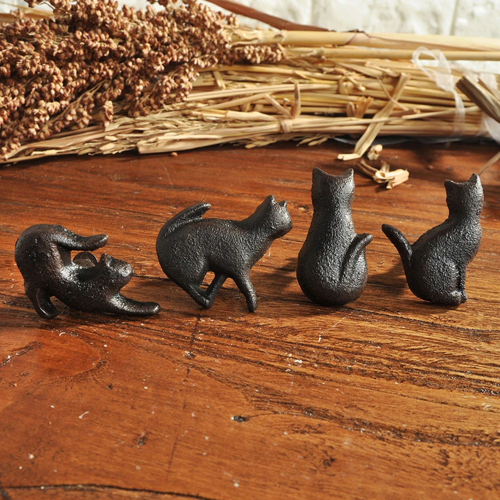

4Pcs Retro Cabinet Knobs Vintage Cat Shape Small Dresser Pulls Metal Door Handles Decorative Kitchen Cupboard Door Handles