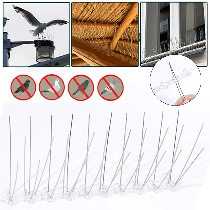 All-metal Bird Spike Fence Stainless Steel Balcony Chimney Anti-Bird Pigeon Protector Repeller Deterrent Bendable Thorn Nail Kit