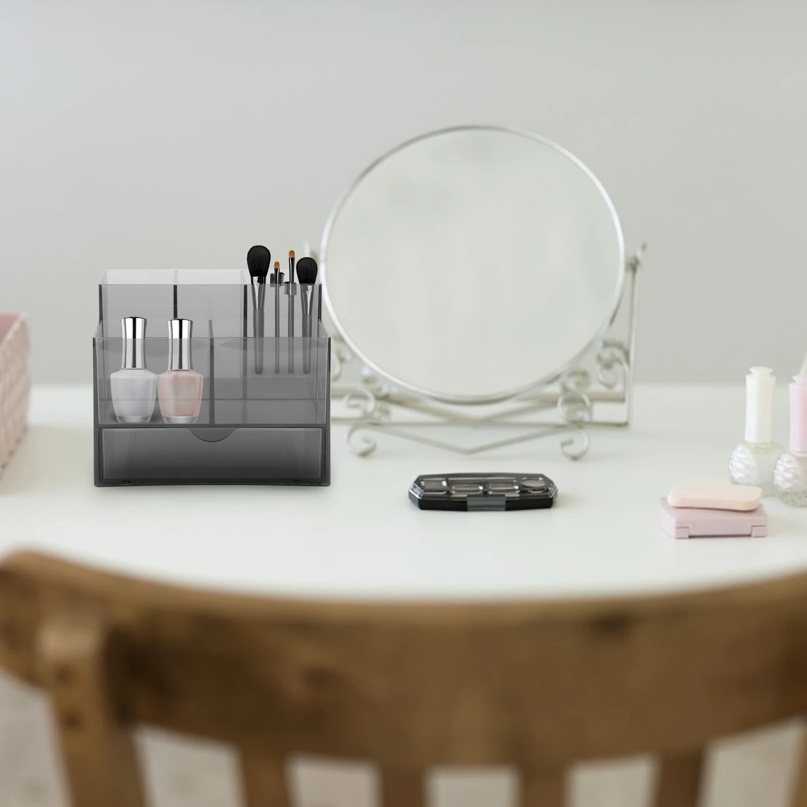 

1pc Manicure Desktop Storage Box Multi Grids Creative Nail Tools Holder Organizer For Salon Home Diy Brush Container Case