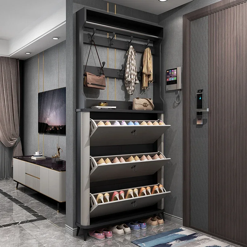Italian Style Ultra Thin Flip Down Shoe Cabinet Space Saving Wall Mounted Entryway Storage Organizer Modern Shoe Rack