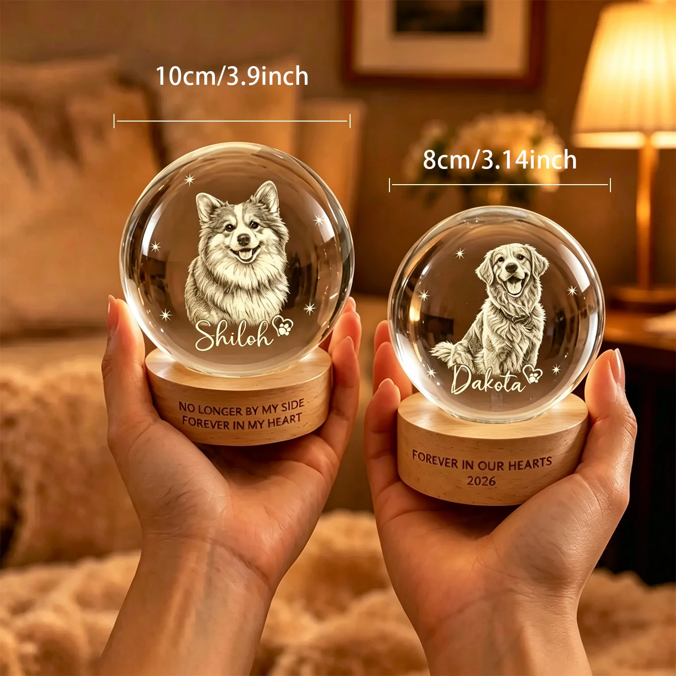 Personalized pet memorial crystal ball with name, dog pet portrait, pet loss crystal ball, customizable with photos and text, pet memorial gift, suitable for dogs and cats, personalized pet memorial c image 5