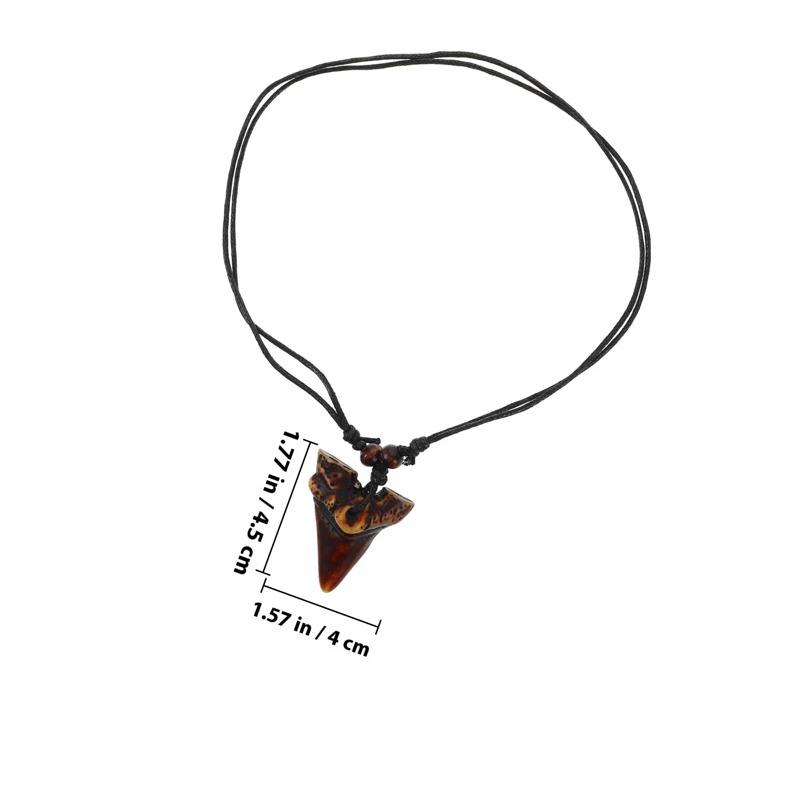 الراتنج القرش الأسنان قلادة منحوتة الخرز الخشبي الشاطئ تصفح المجوهرات للرجال الأولاد قابل للتعديل قلادة خمر نمط كول المختنق #3