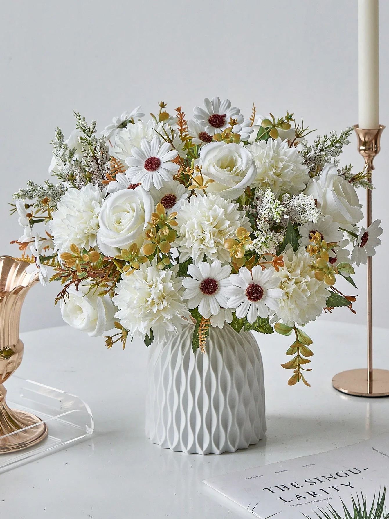 1/3pcs fiori artificiali Bouquet di Rose finte fiori di tarassaco margherita di seta per la decorazione della festa nuziale in casa ornamenti da