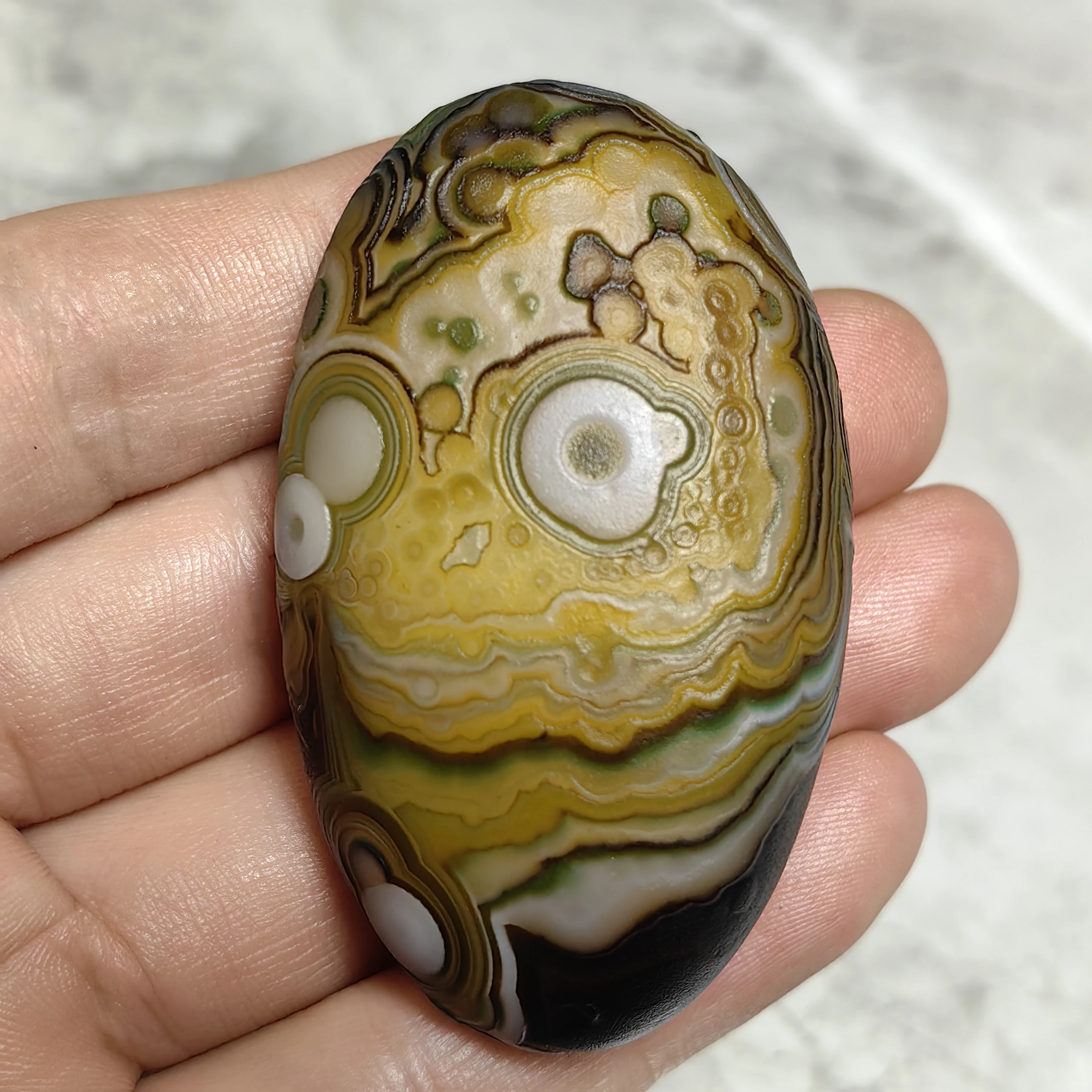 

Чистый натуральный божественный агат для глаз, редкое мультяшное изображение, пальмовые камни для удачи, энергия, кристалл, здоровье, ювелирные изделия, украшение «сделай сам»