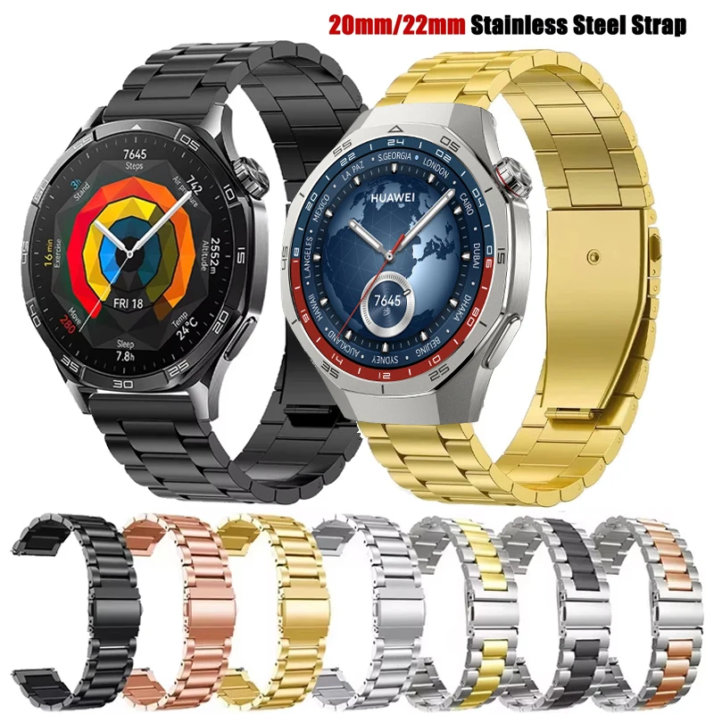 18 20 22mm pulseira de aço inoxidável para huawei relógio gt2 3 4 5/gt5 pro 46mm 42mm pulseira para huawei relógio 4 3 pro gt2e gt2pro banda