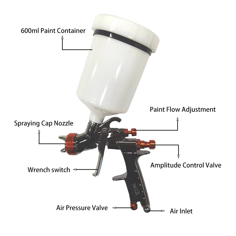

1.3mm 500cc Air Spray Guns For Car Coating Water-Based Furniture Car Face Paint