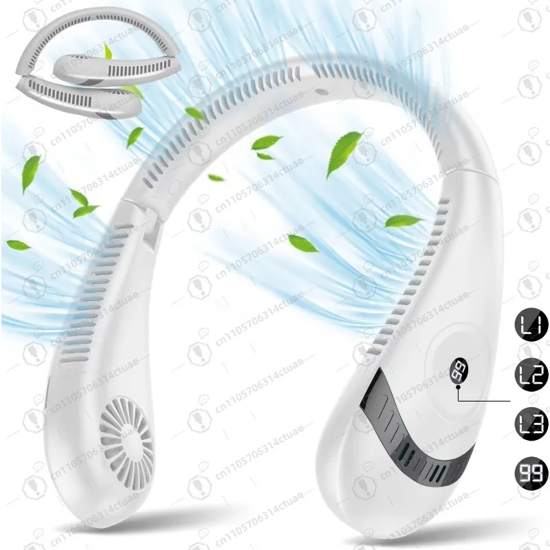 

1PC Portable Neck Hanging Fan Mini Electric Wireless USB Rechargeable Bladeless Quiet Fan for Sports Home Cooling