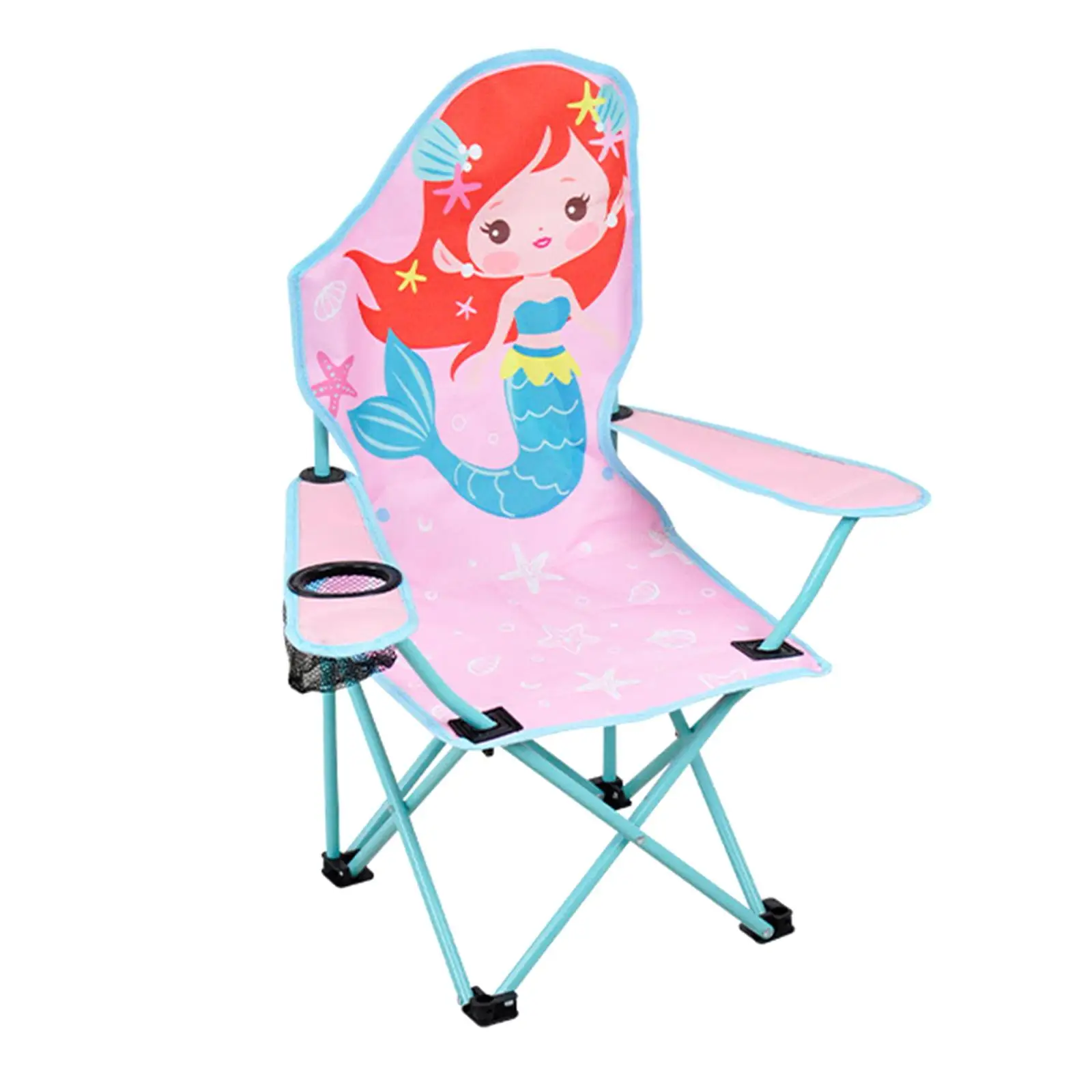 Folding Camping Chair for Kids Steel Frame Heavy Duty Waterproof Wide Base Feet Lawn Foldable Chair for Fishing Children Boys
