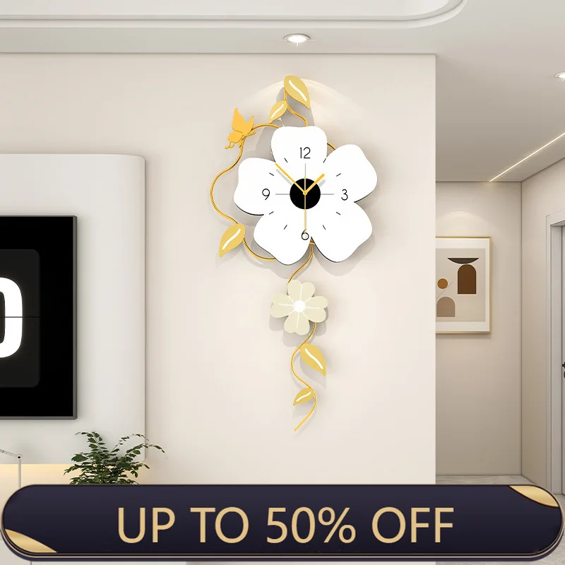 Modern Wall Clock Living Room Silent Wall Clocks Creative Flower Wall Decoration Ornament Clocks For Bedroom Modern Large Decor