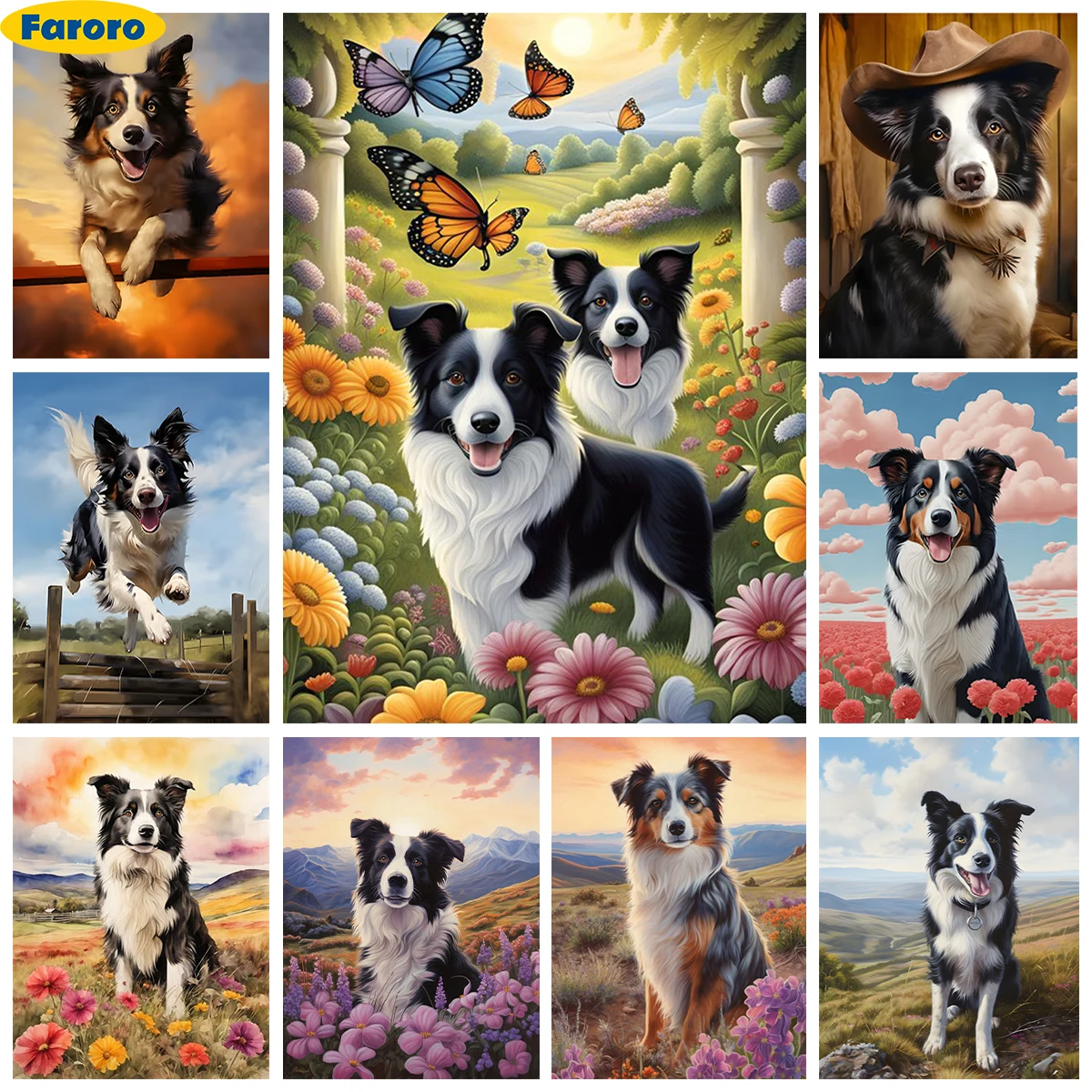 Border Collie 5D Diamond Painting Cute Pet Dog Mural Diy Diamond Embroidery Cross Stitch Handmade Child Gift Home Wall Art Decor