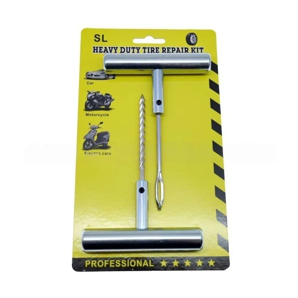 2PCS T-Handle Tire Repair Kit Spiral Reamer Plug Insert Needle Tyre Repairing Tool Universal Ergonomic Tire Repair Tool Set