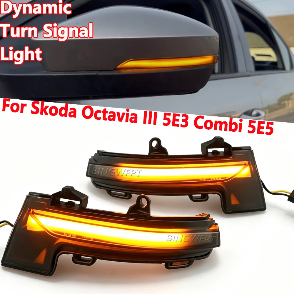 Side Rearview Mirror Sequentia Indicator Blinker Lamp For Skoda Octavia 5E 3 Combi 5E5 2012-2018 LED Dynamic Turn Signal Ligh