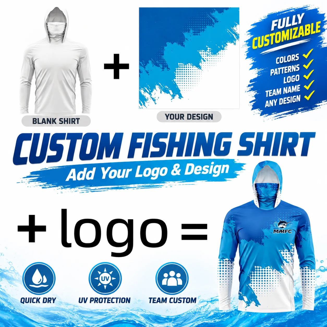 Custom Fishing Shirt Personalized Logo Long Sleeve UPF50+ Sun Protection Quick Dry Breathable Fishing Jersey