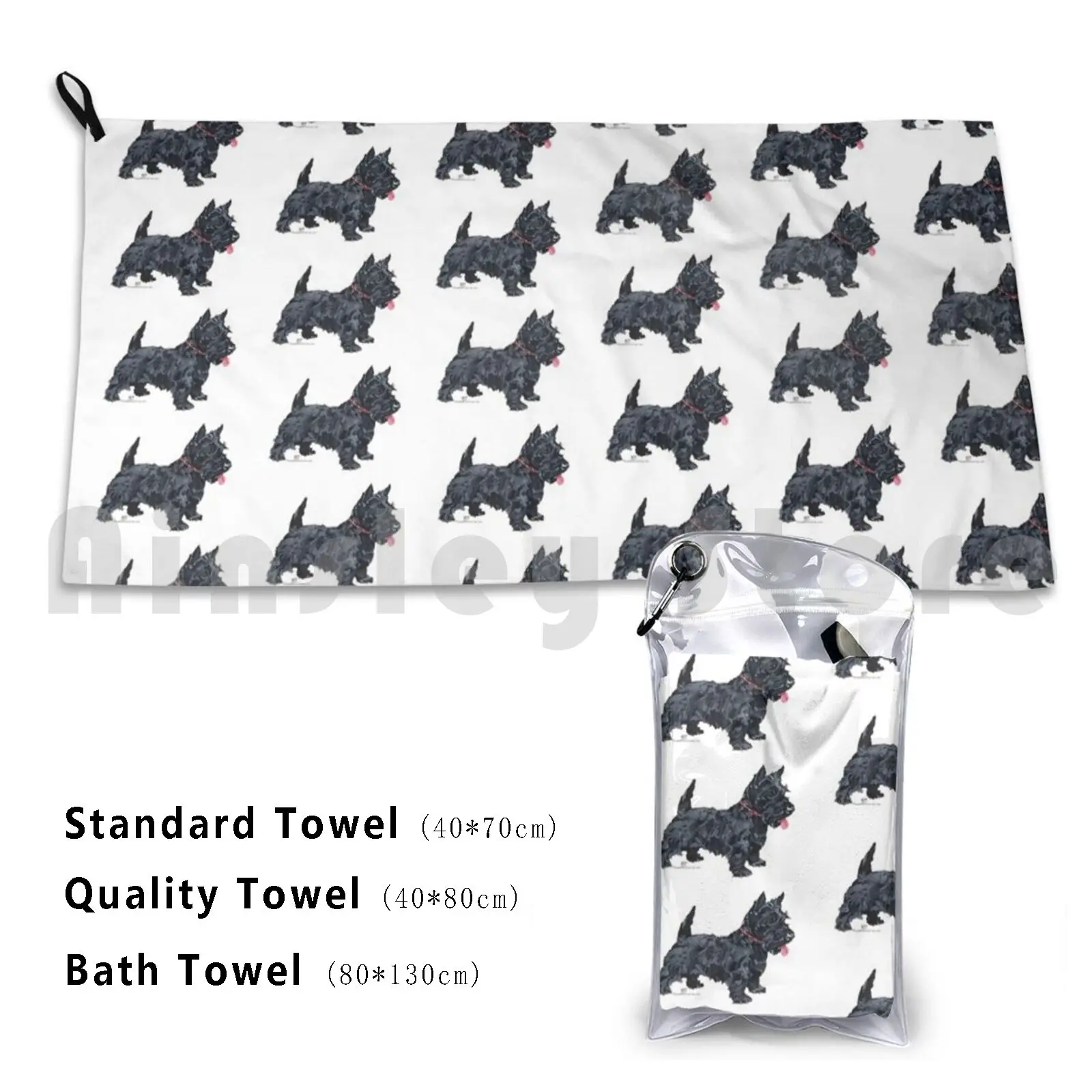 Terrier escocés listo para jugar toalla de baño personalizada Maggie Ross Dogs Maggie Ross Scotties escocés