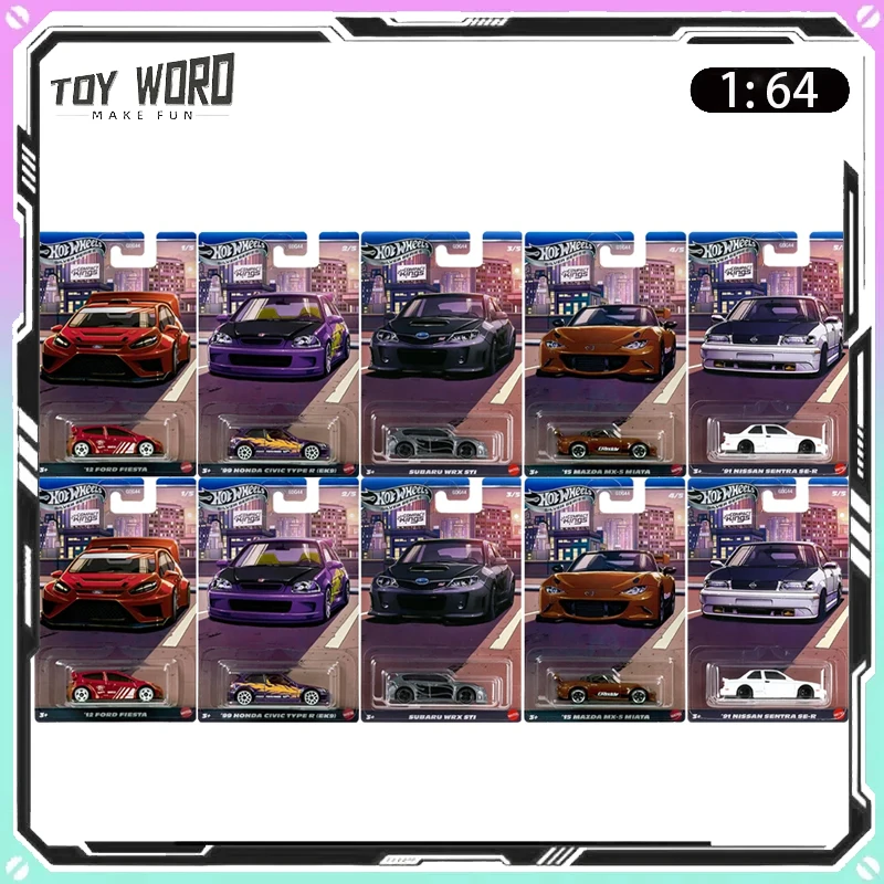 2025 New Hot Wheels Compact Kings Set Fiesta Civic Subaru Miata Sentra Diecast 1:64 Cars Model Collect Custom Birthday Toy Gift