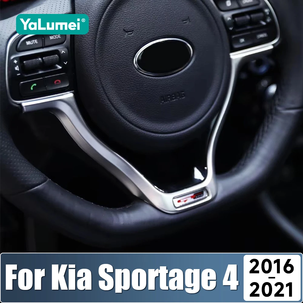 

For Kia Sportage 4 QL 2016 2017 2018 2019 2020 2021 Car Steering Wheel Button Panel Cover Frame Trim Stickers Accessories