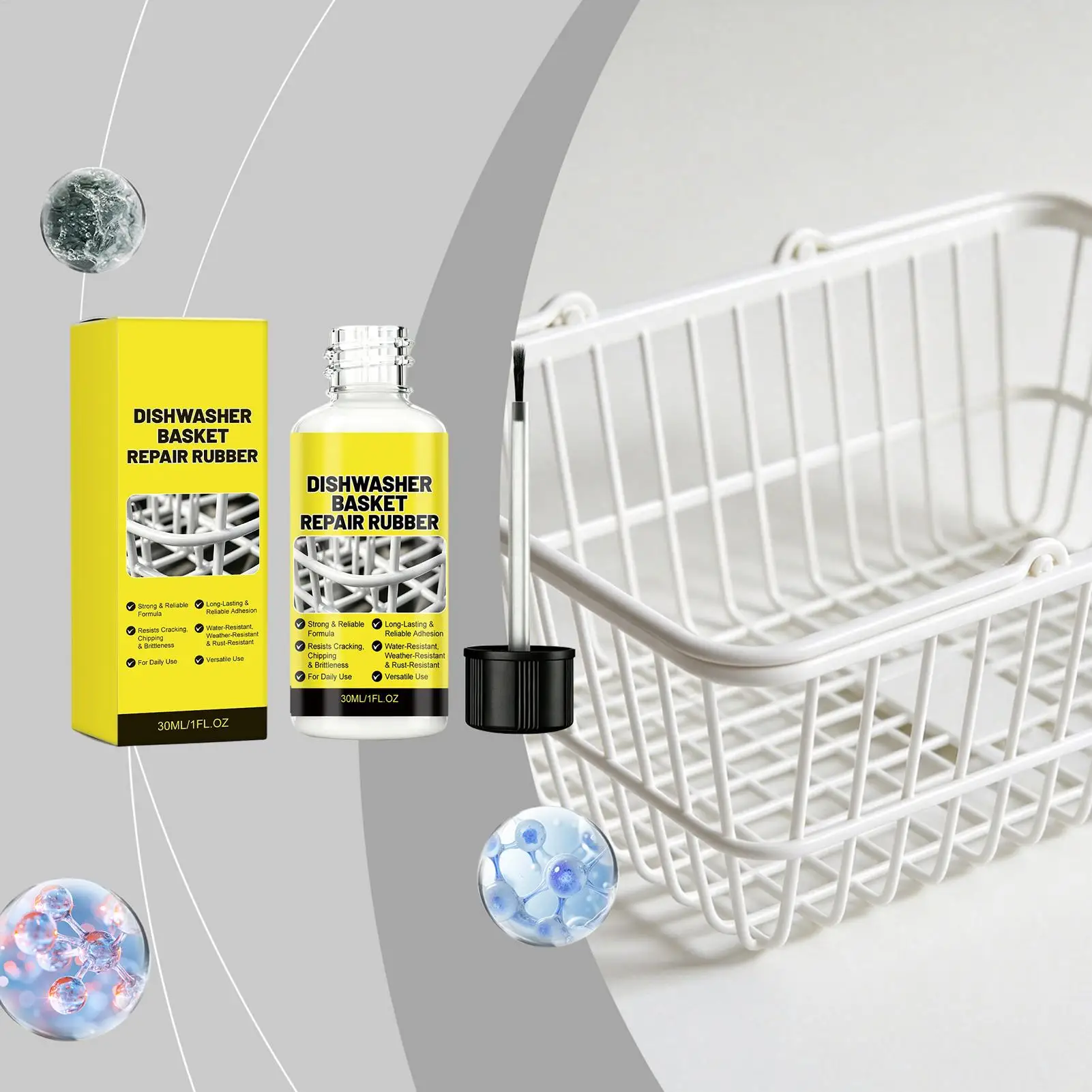 Dishwasher Repair Kit for Racks Rust 30ml Waterproof Rubber Paint Dishwasher Rack Rust Paint for Protection Restoration Cracks
