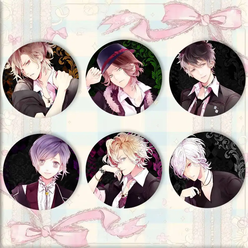 Games D-Diabolik Lovers Anime Badges 25 32 44 58 75 mm Round Cosplay Pin Bag Decor Fans Collect Friends Gifts Brooch Souvenir