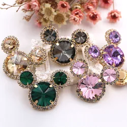 New Rivoli Glass Crystal Stones Gold Base Cup Chain Rim Rhinestone With C Buckle Diy Headgear Hair Accessories