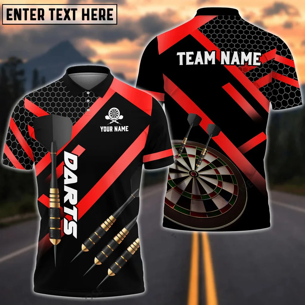 Men's 3D Printed Polo Shirt Darts Metallic Pattern Multicolor Customized Name Summer Casual Fashion Unisex