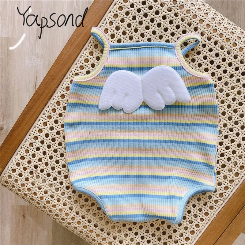 Newborn Striped Romper Baby Girls Candy Color Bodysuit Infant Sling Vest Wearing Summer Clothes New Child Fashion Tops Clothes