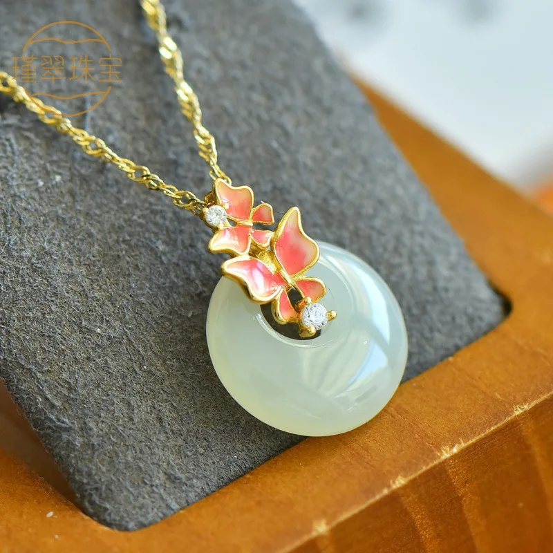New Pendant From Qinghai Men And Women, S925 Silver Inlaid With Hetian Jade Princess Clasp, Handmade Women'S Model