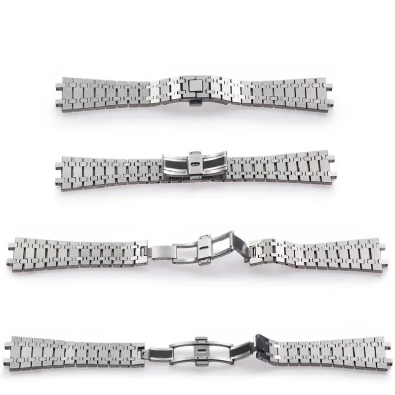 28mm 26mm Silver 316L Stainless Steel Bracelet For AP 15400 Audemars Piguet Royal Oak Strap Men Watch Band