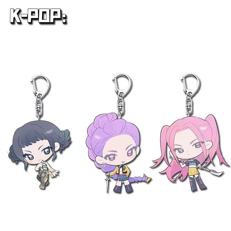 Kpop Demon Hunters Acrylic Keychain Pendant High Quality Cartoon Peripheral Student Backpack Decoration Fans Collection Gift
