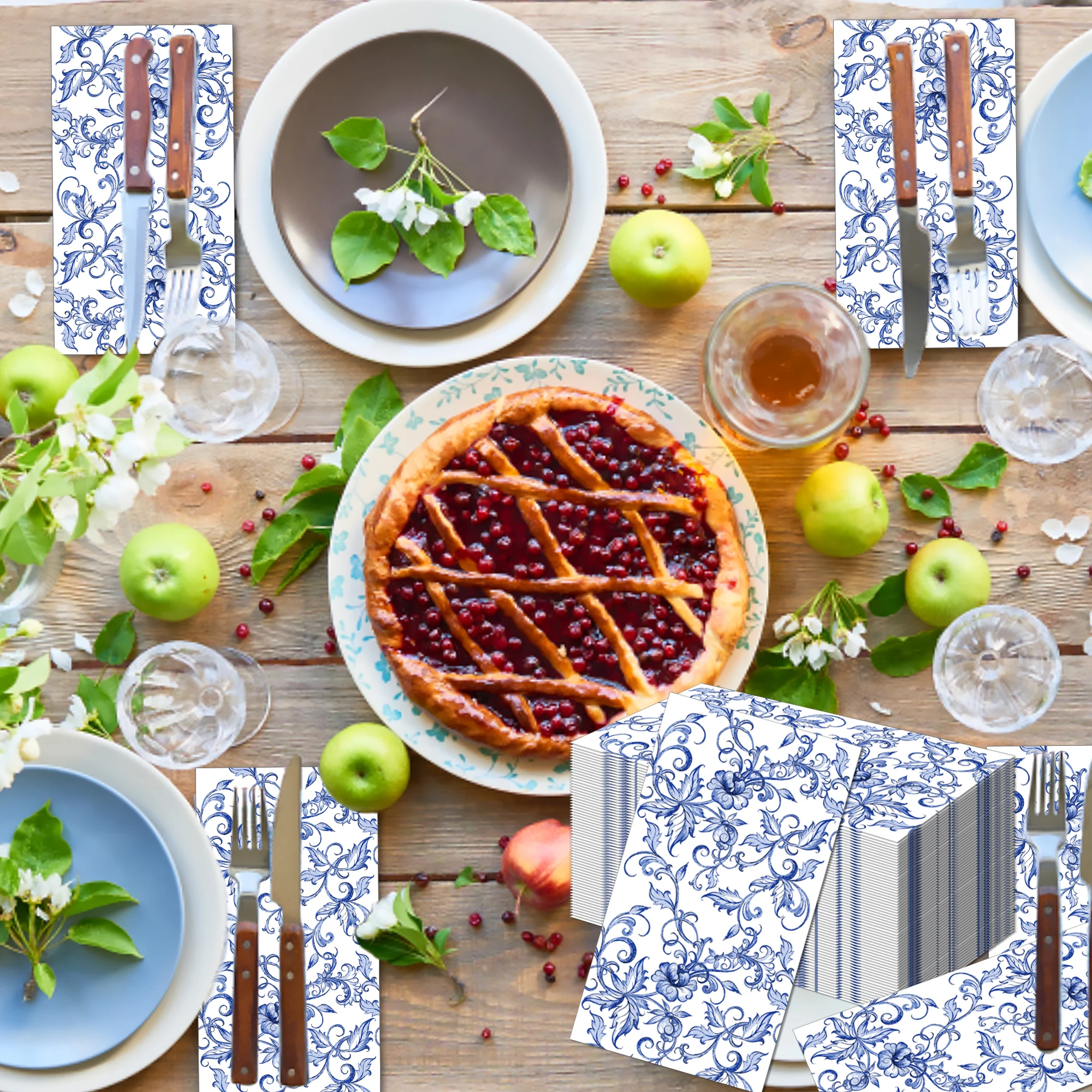 20 Stück Servietten mit chinesischen Blumen, lange Papierservietten, Hochzeit, Einweggeschirr, Servietten, Taschentücher, Geburtstag, Abendessen, Tischdekoration – Detail 5
