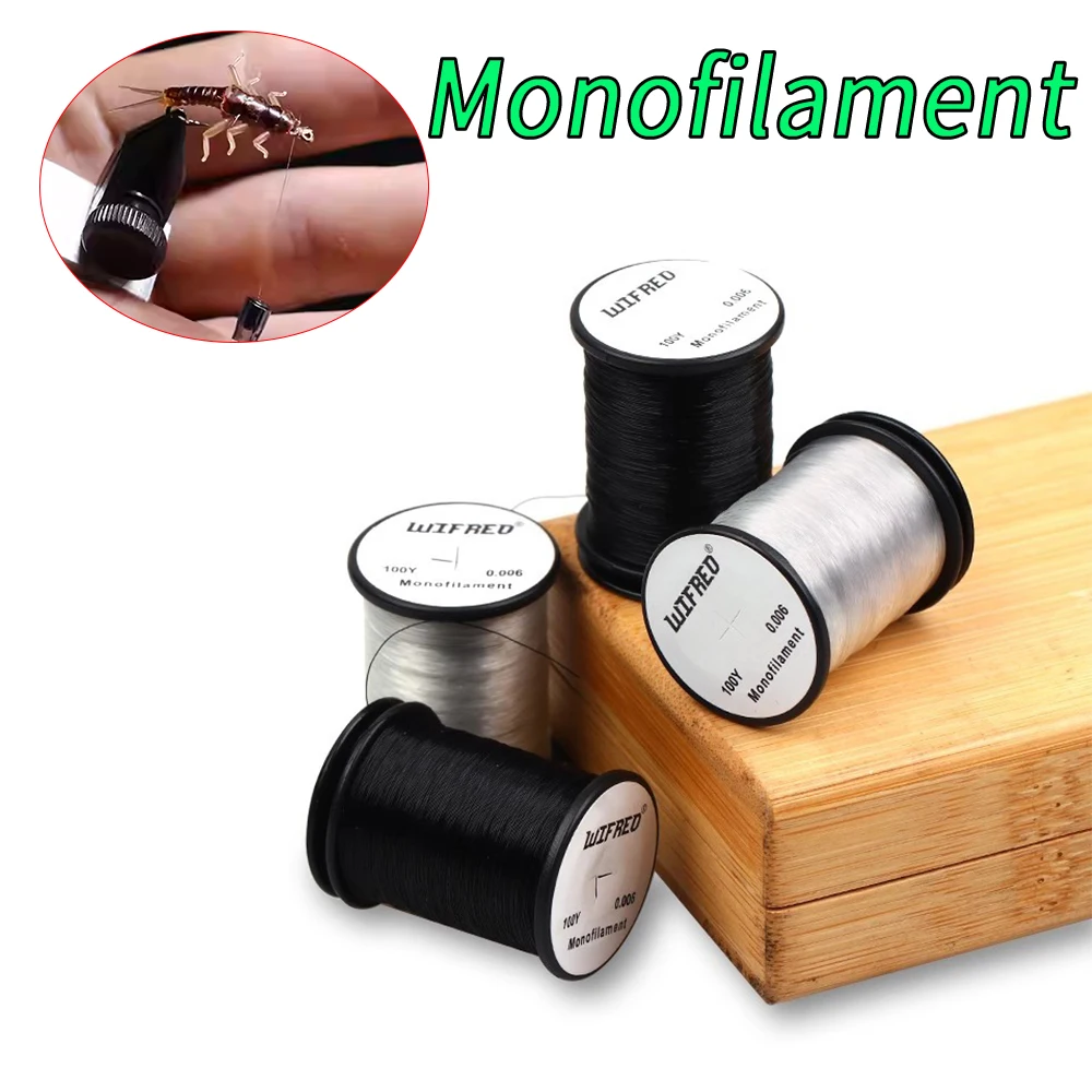 ICERIO 0,006 Zoll Monofilament Fliegenbindefaden 100 Yards Spule Nylon Klar Schwarz Weiß Stark für Salzwasserfliegen Bonefish Shrimp