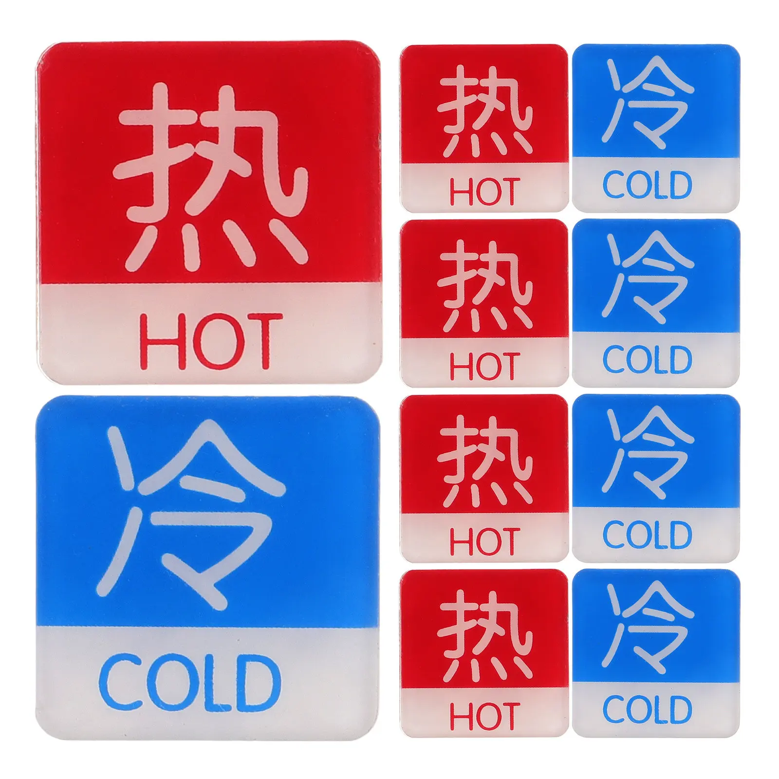 

5Pairs Hot Cold Water Faucet Label Sleek Acrylic Sturdy Washable Sticker for Shower Sink Tap Hotel Restaurant Restroom