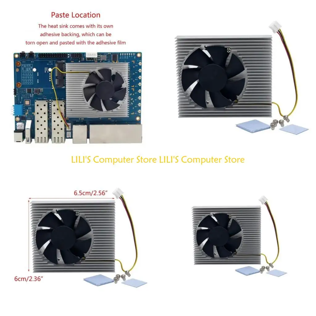 

A52B Durable Heat Sink with Fan for Banana Board Cooler Cooling Aluminum Heat Sink Thermal Conductive Pad