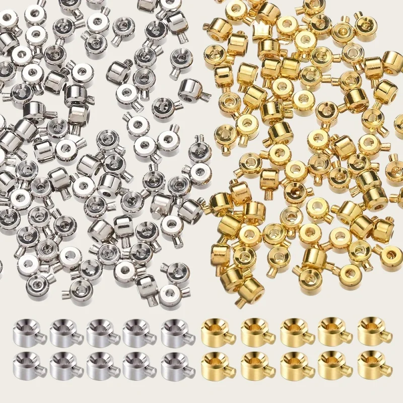 20Pcs 3×4mm Copper Position Clasp Buckles Equipped with Bead Caps Multi-use Connectors for DIY Beaded Bracelet Necklace Jewelry