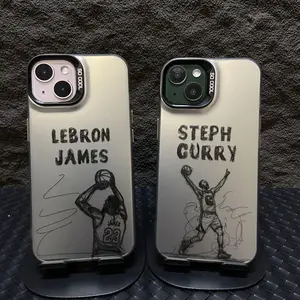 Telefon Sporu için Kapak, Gümüş iPhone 15 Pro Max, 14, 13, 12, 11, Pro Max, X, XS Max, XR, 7 veya 8 Artı çizgi film, SE2, çok sıcak 6 Büyük satış kapağı-iphone-basketbol-no. 1