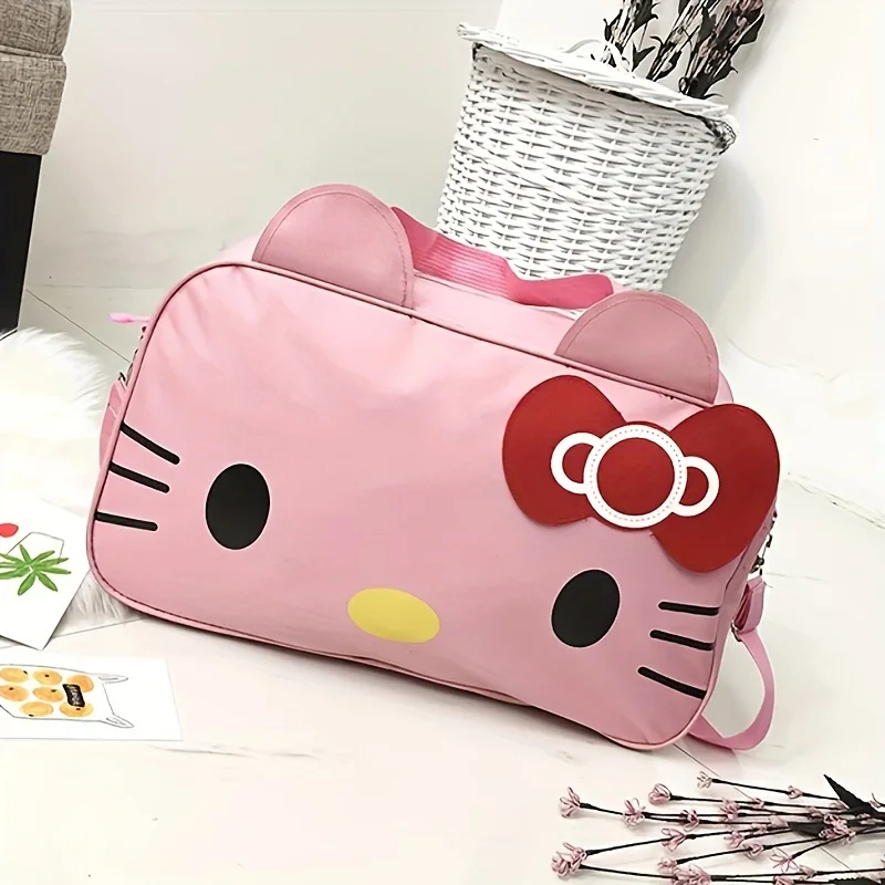 Hello Kitty Travel Bag, Oxford Fabric, Large Capacity, Cute Cartoon Storage Tote, Women\'s Tote For Short Trips, Sports Duffel