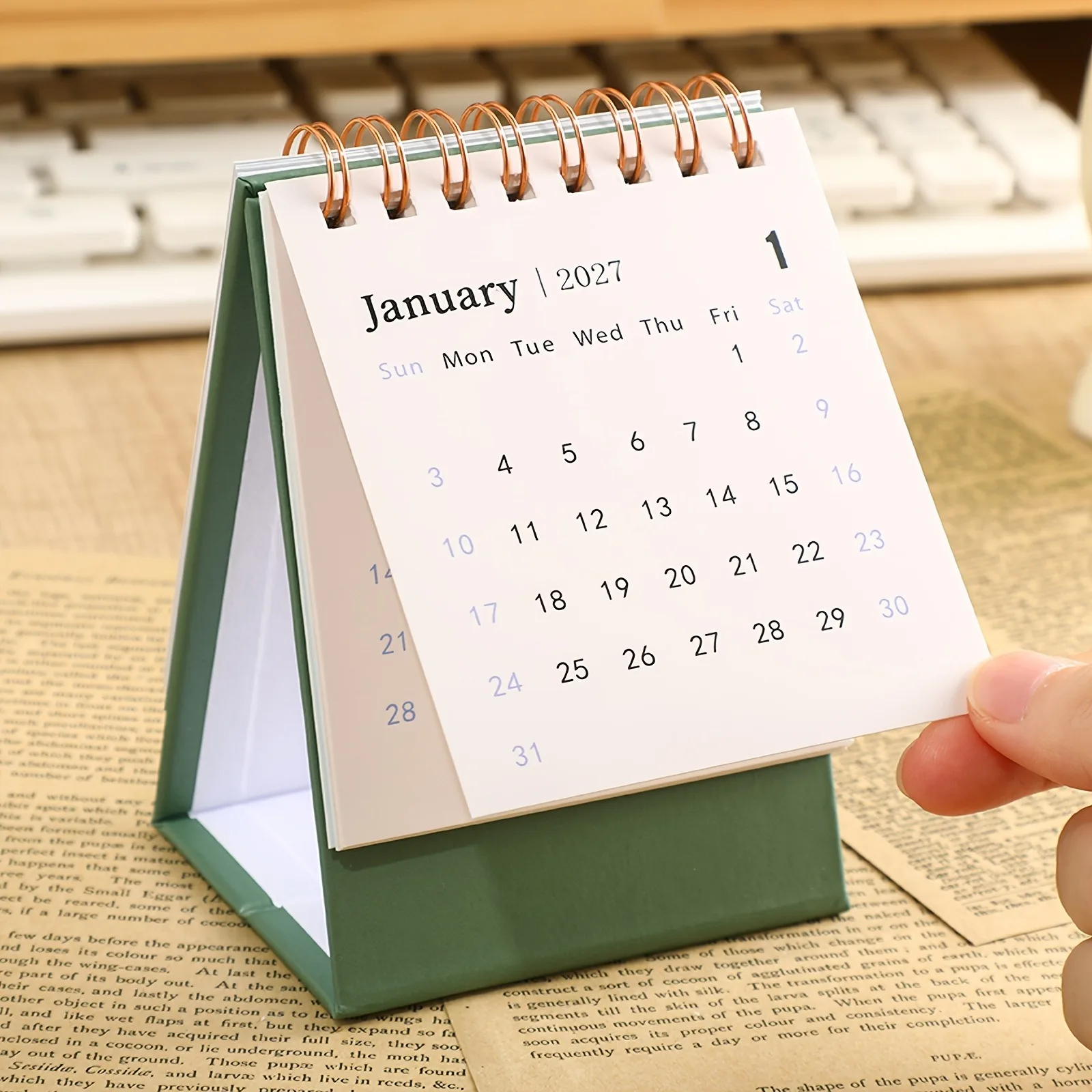 2027 Mini Desktop Calendar, Thick Standing Desktop Calendar, Home/School/Office Use, Back-to-School Season, Christmas Gift
