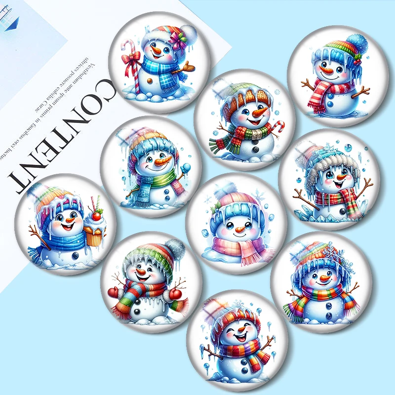

Рождественская глазурь Снеговик 12 мм/18 мм/20 мм/25 мм Круглая фотостеклянная кабошон с плоской задней частью Изготовление ювелирных изделий