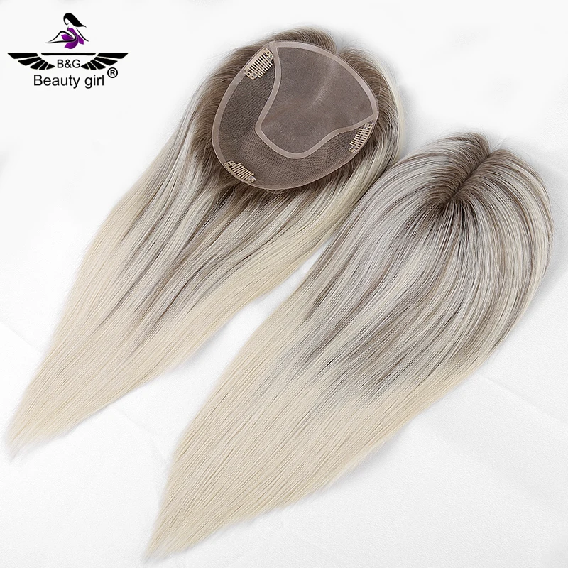 

Ready To Ship Size 7X8 Inch Raw Virgin Remy Human Hair Natural Blonde With Roots Mono Base For Women