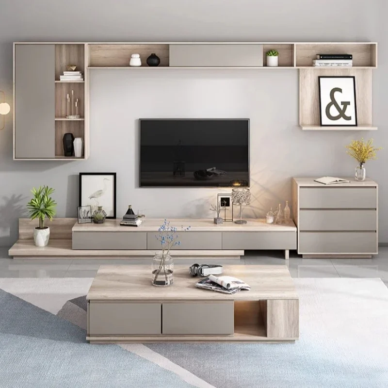 غرفة المعيشة الحديثة بسيطة خزانة التلفزيون الشمال تلسكوبي خزانة أرضية زاوية مستديرة تلفزيون إضاءة أثاث Meuble الفاخرة #1