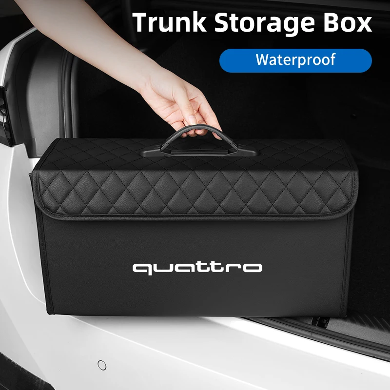 Car Trunk Organizer Leather Foldable Long Storage Box For Audi Quattro TT A3 A4 A6 A5 Q5 A1 Q7 Q3 A8 Q2 A7 Q8 RS5 RS6 RS7 S7 S8 