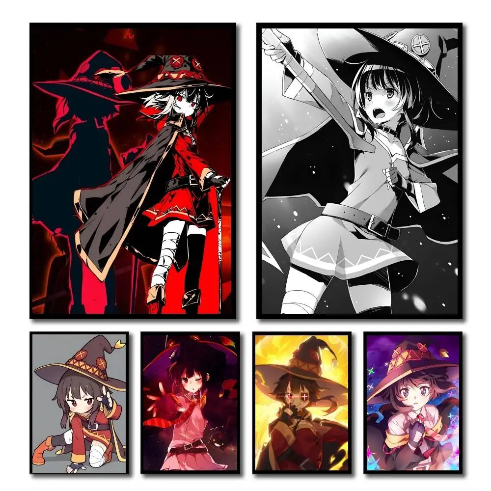 Hot Anime K-Konosuba Cute Girl Megumin Manga Poster  HD Print Vintage Wall Art Decor for Home Study Room